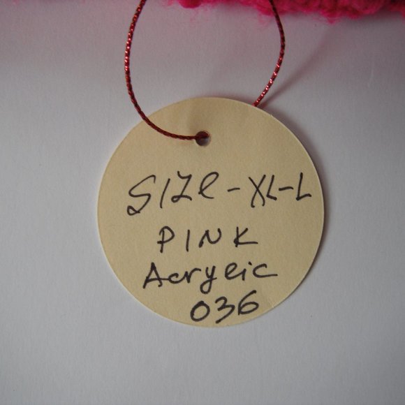 Hand Knitted Hat Toque Size XL-(L) Acrylic Pink - 038 Hand knit by me - Picture 10 of 10